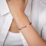 9ct Rose Gold Silver Filled 4mm Wide Roman Numeral 65mm Bangle