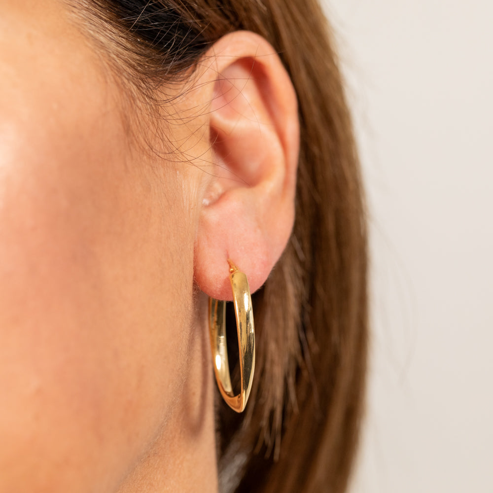 9ct Yellow Gold Silverfilled Fancy Oval Hoop Earrings Shiels Jewellers