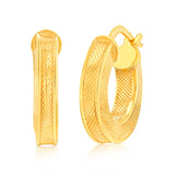 9ct Yellow Gold Silver Filled Fancy 10mm Hoop Earrings