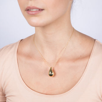 9ct Yellow Gold Silver filled Polished Tear Drop Pendant On Chain