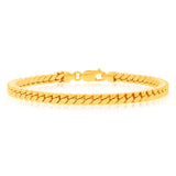 9ct Yellow Gold Silverfilled Square Snake 21cm Bracelet
