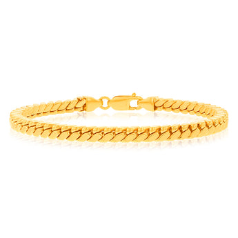 9ct Yellow Gold Silverfilled Square Snake 21cm Bracelet