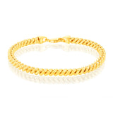 9ct Two Tone Gold Silverfilled Diamond Cut Square Snake 21cm Bracelet