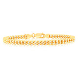 9ct Two Tone Gold Silverfilled Diamond Cut Square Snake 21cm Bracelet