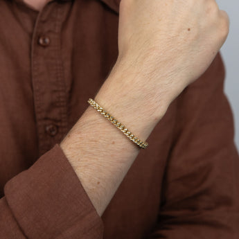 9ct Two Tone Gold Silverfilled Diamond Cut Square Snake 21cm Bracelet