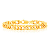 9ct Yellow Gold Silverfilled Double Curb 21cm Bracelet