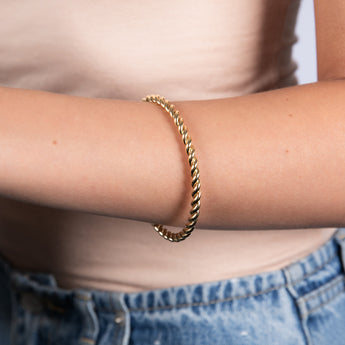 9ct Yellow Gold Silverfilled Fancy 65mm Bangle