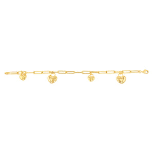 9ct Yellow Gold Silverfilled Heart Charm 19.7cm Bracelet