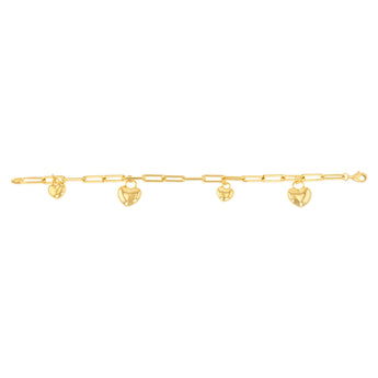 9ct Yellow Gold Silverfilled Heart Charm 19.7cm Bracelet