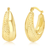 9ct Yellow Gold Silverfilled Diamond Cut Creole Hoop Earrings