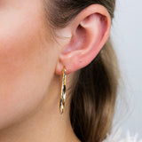 9ct Yellow Gold Silverfilled Textured Pear-Shaped Hoop Earrings