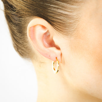 9ct Yellow Gold Silverfilled Polished Broad 10mm Hoop Earrings