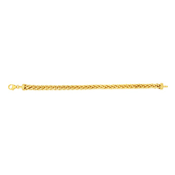 9ct Yellow Gold Silverfilled Wheat 150 Gauge 20cm Bracelet
