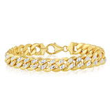 9ct Two Toned Yellow And White Gold Silverfilled Diamond Cut 250Gauge Curb 20cm Bracelet