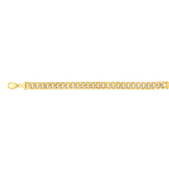 9ct Two Toned Yellow And White Gold Silverfilled Diamond Cut 250Gauge Curb 20cm Bracelet