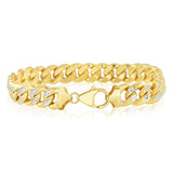 9ct Two Toned Yellow And White Gold Silverfilled Diamond Cut 250Gauge Curb 20cm Bracelet