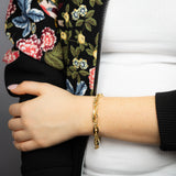 9ct Yellow Gold Silverfilled Fancy Textured And Plain Links 20cm Bracelet