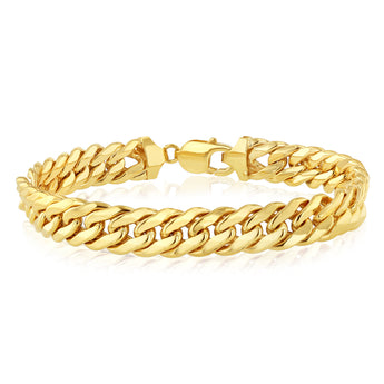 9ct Yellow Gold Silverfilled 210 Gauge Tight Curb 23cm Bracelet