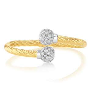 9ct Yellow Gold Silverfilled Fancy Twist Open Bangle