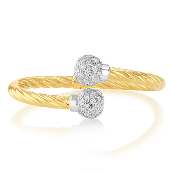 9ct Yellow Gold Silverfilled Fancy Twist Open Bangle