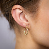 9ct Yellow Gold Silverfilled Mesh Diamond Cut 3 X 20mm Hoop Earrings