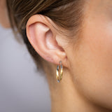 9ct Yellow And White Two Tone Gold Silverfilled Diamond Cut 2 X 20mm Hoop Earrings