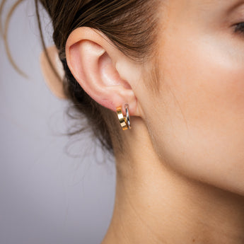 9ct Yellow And White Two Tone Gold 3/4th Hoop Earrings