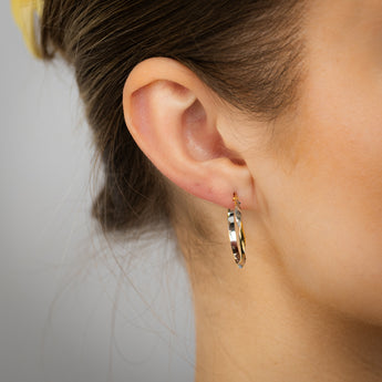 9ct Yellow And White Two Tone Gold Silverfilled Twisted Hoop Earrings