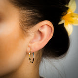 9ct Yellow And White Two Tone Gold Silverfilled Fancy Hoop Earrings