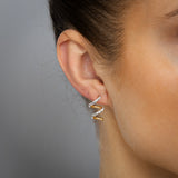 9ct Yellow Gold Silverfilled Crystals On Spiral Stud Earrings