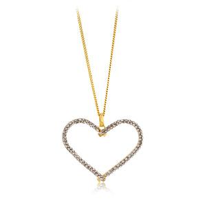 9ct Yellow Gold Silverfilled Crystals On Heart Cut Out Pendant
