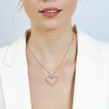 9ct Yellow Gold Silverfilled Crystals On Heart Cut Out Pendant