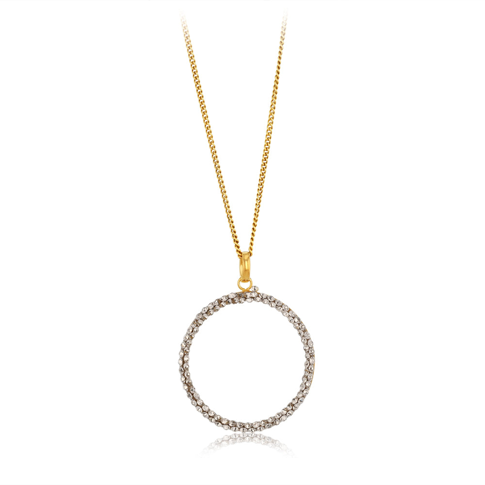 9ct Yellow Gold Silverfilled Crystals Circle Of Life Pendant