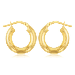 9ct Yellow Gold Silverfilled Polished Tube 15mm (External) Hoop Earrings