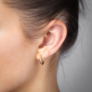 9ct Multitone Gold Silverfilled Twisted Creole Hoop Earrings