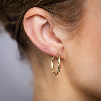9ct Yellow Gold Silverfilled Patterned Hoop Earrings