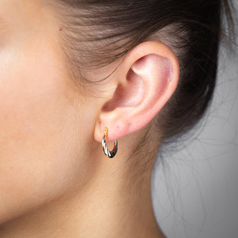 9ct Two Tone Gold Silverfilled Twisted Creole Hoop Earrings