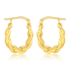 9ct Yellow Gold Silverfilled Twisted Hoop Earrings