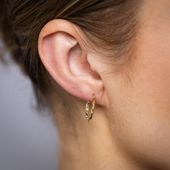 9ct Yellow Gold Silverfilled Twisted Hoop Earrings