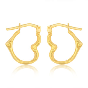 9ct Yellow Gold Silverfilled Heart Shaped Hoop Earrings