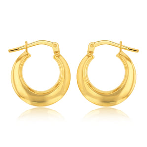 9ct Yellow Gold Silverfilled Polished Creole Hoop Earrings