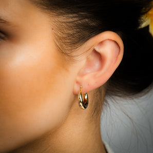 9ct Yellow Gold Silverfilled Textured Creole Hoop Earrings