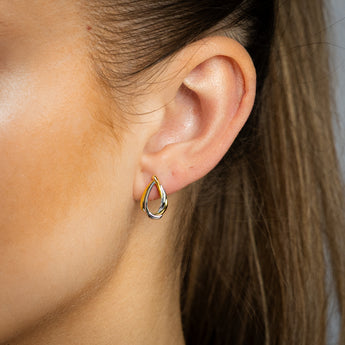9ct Two Tone Gold Silverfilled Fancy Teardrop Stud Earrings