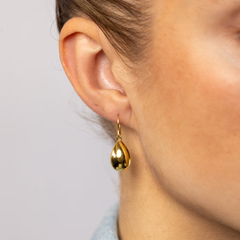 9ct Yellow Gold Silverfilled Polished Teardrop Hook Earrings