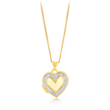 9ct Yellow Gold Silverfilled Patterned Heart Shaped Locket Pendant