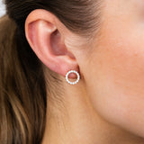 9ct Yellow Gold Silverfilled Cubic Zirconia Circle Of Life Stud Earrings