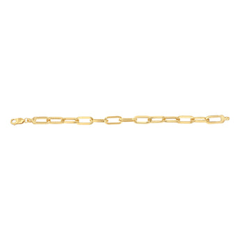 9ct Yellow Gold Silverfilled Solid Paperclip 20cm Bracelet