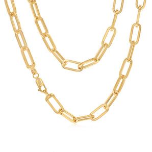 9ct Yellow Gold Silver Filled Solid Paperclip 50cm Chain