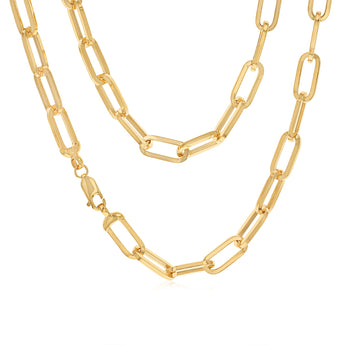 9ct Yellow Gold Silver Filled Solid Paperclip 50cm Chain