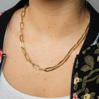 9ct Yellow Gold Silver Filled Solid Paperclip 50cm Chain